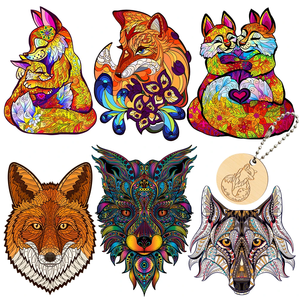 Wooden Jigsaw Puzzle Fox Puzzle Board 