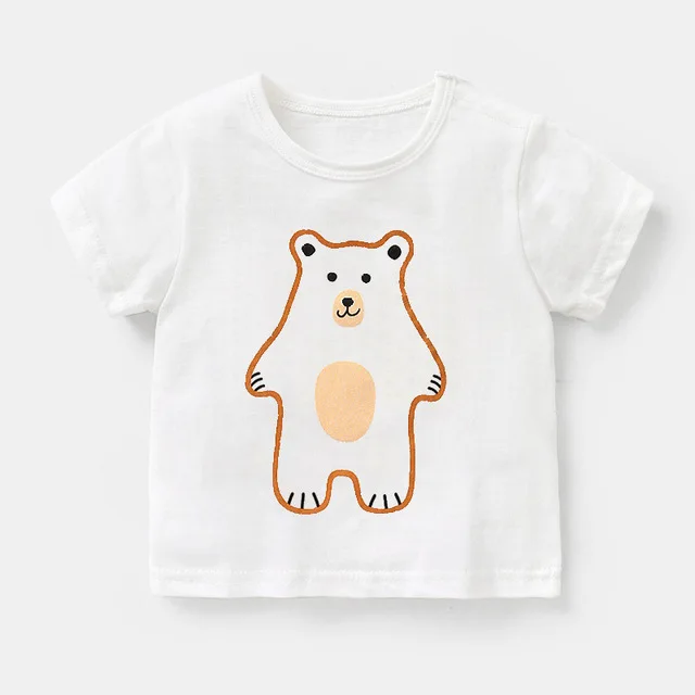 Хлопковая одежда для малышей; летние модные футболки для маленьких мальчиков и девочек; топы с короткими рукавами и рисунком для новорожденных; футболки для малышей