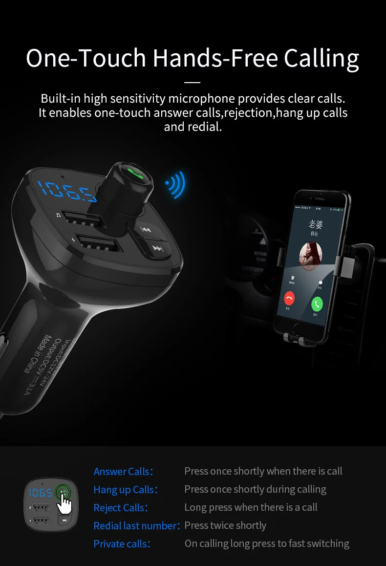 Автомобильный MP3-плеер Bluetooth приемник автомобильный без потерь USB привод чехол для телефона Muse мобильный телефон Быстрая зарядка автомобильное зарядное устройство