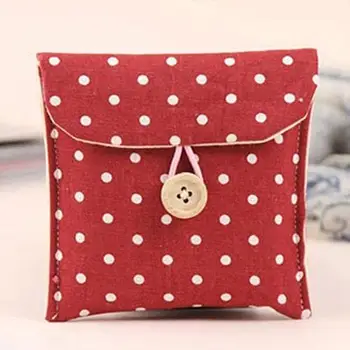 

Fashion Women Cosmetic Bag Portable Polka Dot Storage Pouch Sanitary Napkin Holder girls keys Cases Organizer Lady Bag