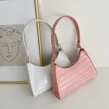 

Fashion Alligator PU Handbag Women Solid Leather Totes Elegant Shoulder Bag Summer Bags For Women 2020 Trend Small Lady Hand Bag