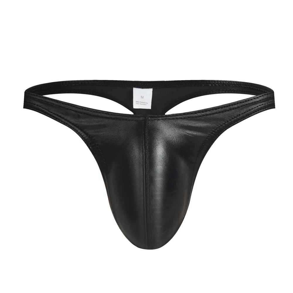 Men Gay Underwear PU Leather Jockstrap Bikini G-string Thong Sexy Erotic Penis Mens Thongs String Homme S-XL |