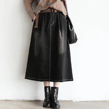 Новая модная универсальная удобная юбка средней длины Осенняя свободная однотонная женская плиссированная юбка в стиле ретро