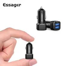 Автомобильное зарядное устройство Essager с двумя usb-портами для iPhone, samsung, Xiaomi Mi, huawei, автомобильное зарядное устройство для мобильного телефона, быстрое автомобильное USB зарядное устройство
