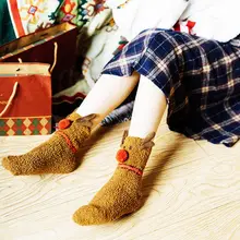 3 пары рождественских теплых носков-тапочек; бархатные Чулочные изделия кораллового цвета в подарочной упаковке