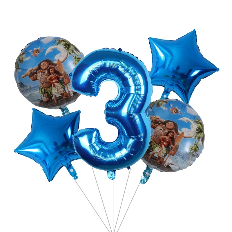 5 шт./лот воздушные шары Moana 30 дюймов синий шара с цифрой принадлежности Симпатичные принцесса Моана тематическая вечеринка на день рождения украшения для детских игрушек подарки