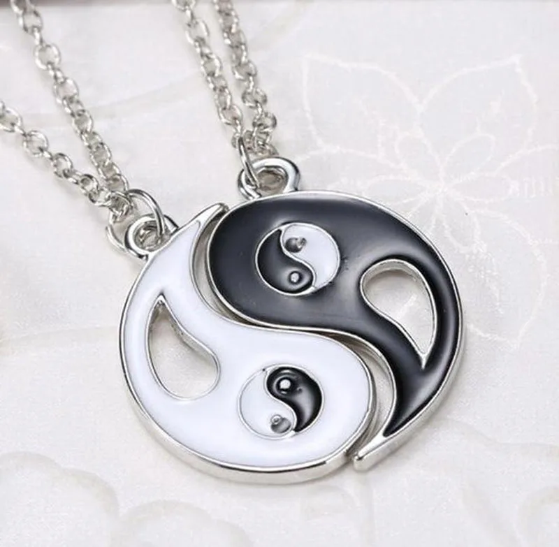 2Pcs/set Yin Yang Pendant Necklace Black White Couple Sister Friend Friendship Jewelry | Украшения и аксессуары