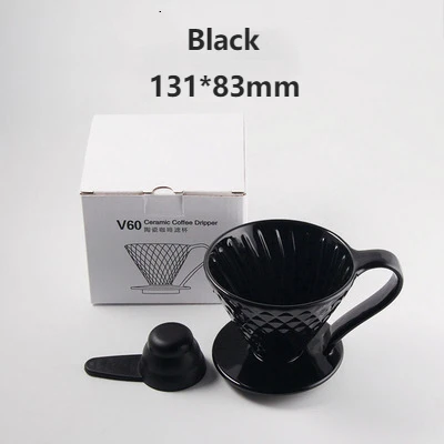 Керамическая кофейная капельница с двигателем V60, стильная кофейная капельная чашка с фильтром, Перманентная наполняемая кофеварка с отдельной подставкой для 1-4 чашек - Цвет: Black(1-2 Cups)