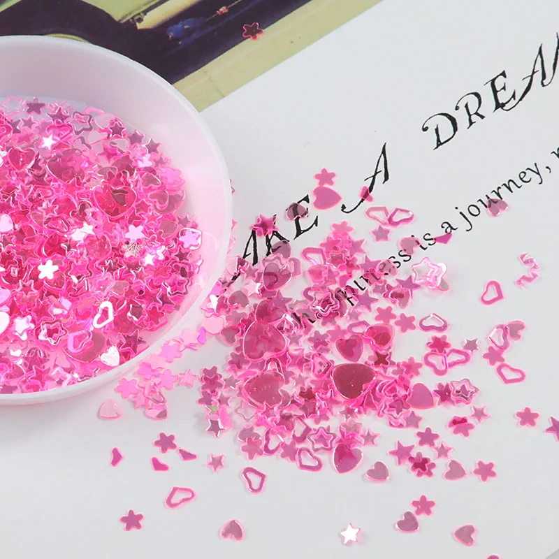 10 г/упак. многозвездное сердце 3-6 мм прозрачные цветные блестки для ногтей пайетками для дизайна ногтей, Дамский маникюр, свадебные конфетти украшения - Цвет: Transparent Rose