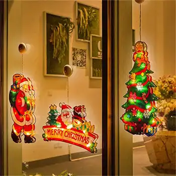 

Santa Claus LED Suction Cup Window Hanging Light Christmas Scene Decorative Lamp Holiday Lamp Indoor Courtyard Lantern