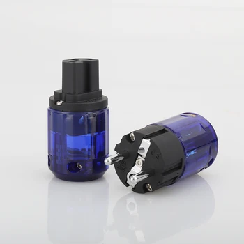 

1pair X Hifi audio Rhodium plated P-037E +C-037 Schuko Eu AC power plugs extension adapter