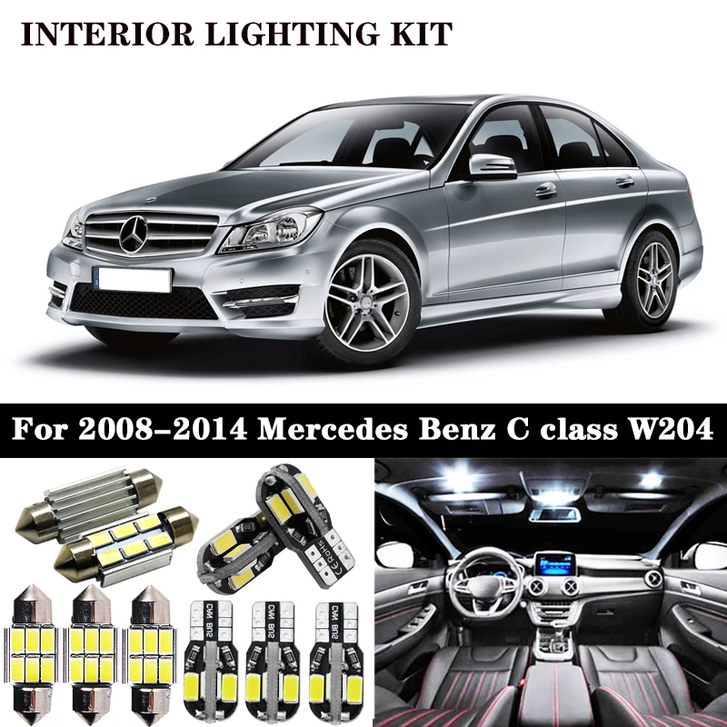17 шт. светодиодные лампы для салона Mercedes Benz C class W204 Седан C180 C200 C220 C250 C300 C350 (2008 2014