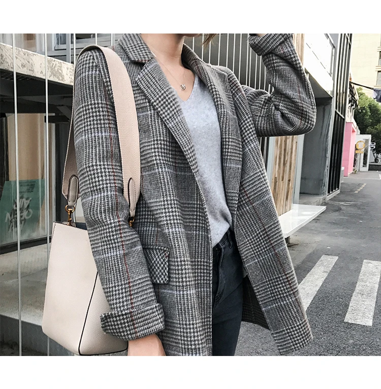 price cut  SMTHMA New Autumn And Winter Luxury Wool Jacket for Women Vintage Plaid Loose Suit Coat chaquetas m