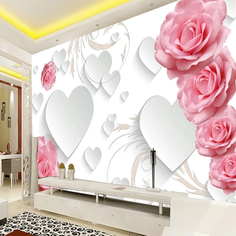 Floral Wallpapers Modern Romantic Rose Flower Wall Murals Red Rose Hd Peel  And Sticker Wall Paper _ - AliExpress Mobile