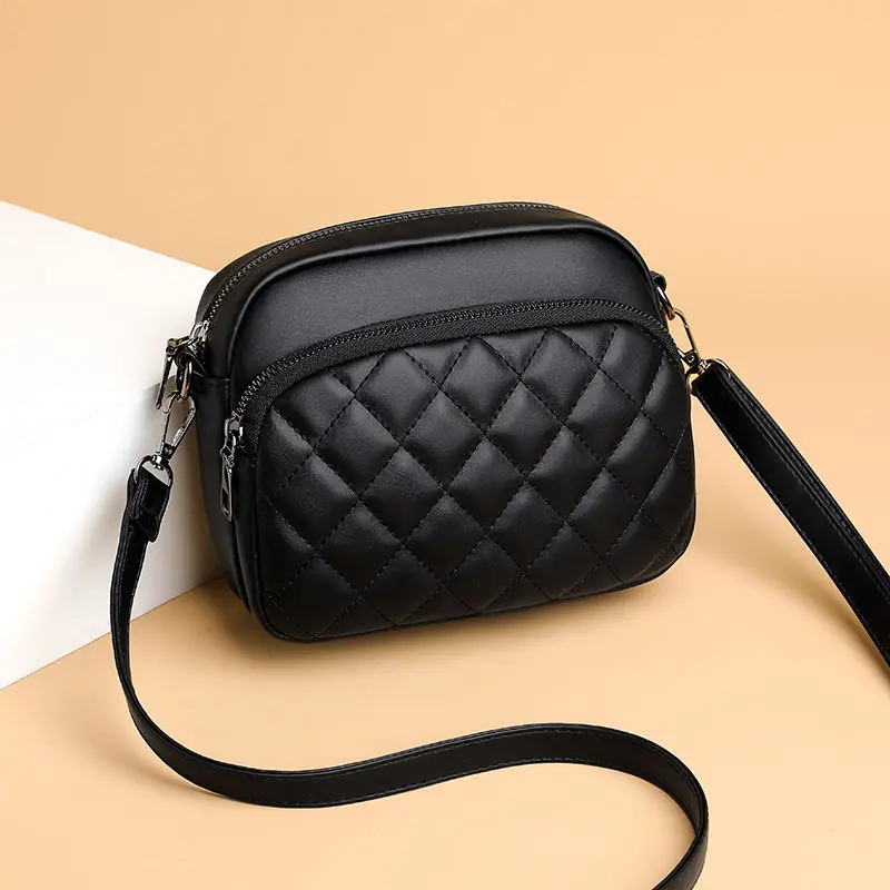 Diamond Lattice Women Shoulder Bag Solid Color PU Leather Crossbody Bag ...