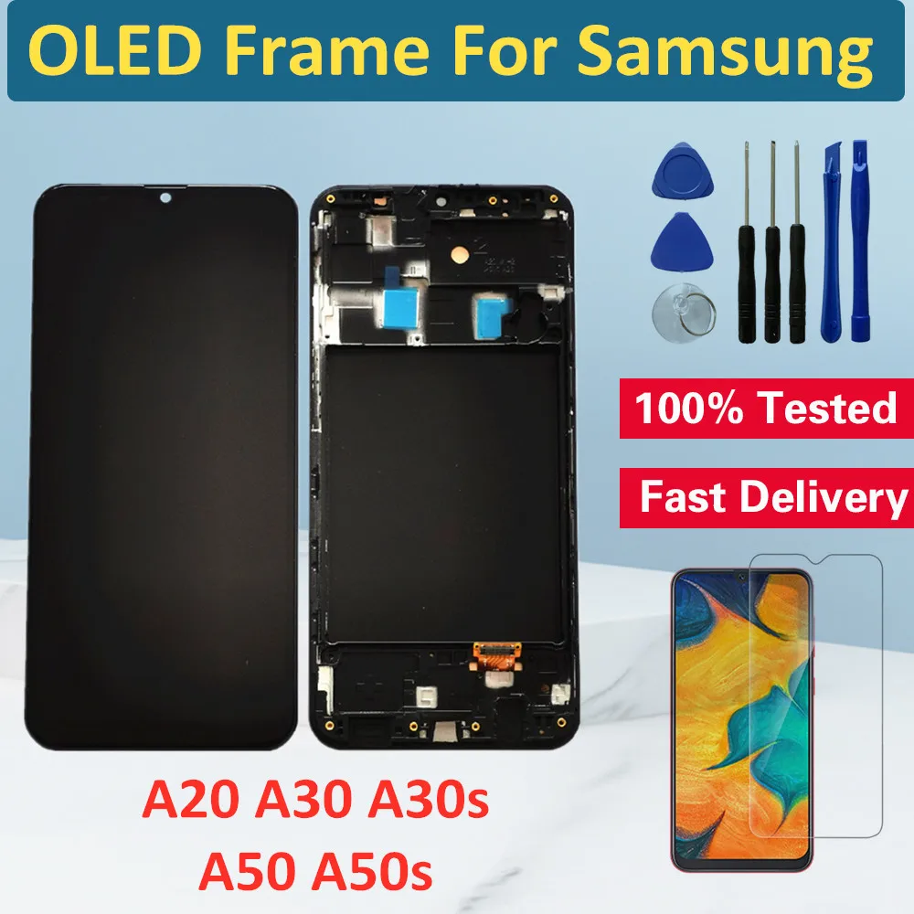 ЖК дисплей OLED для Samsung Galaxy A30 A30S A20 с сенсорной панелью и дигитайзером A50 A50S A505