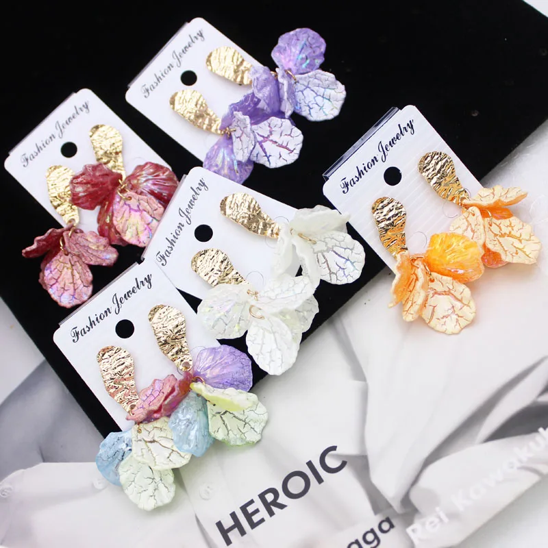 Блестящие сбоку новые модные брендовые ювелирные изделия акриловые цветочные серьги-гвоздики для женщин подарок Летний стиль серьги