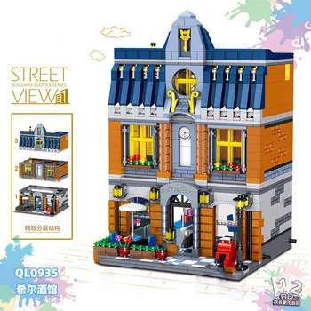 

QL0935 Creator expert MOC City Street View Hill Tavern Building Blocks Bricks Toys for Children Sets Kids Birthday Gift 1367pcs