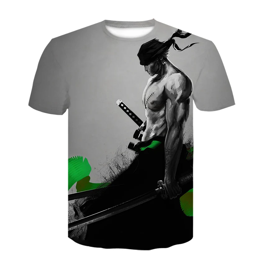 

2020 Summer T Shirt men One Piece Zoro Cartoon Men TShirt short sleeve Casual Hip Hop Streetwear Anime 3D print tee shirt homme