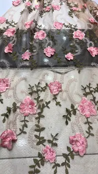 

top quality Modern design French net lace fabric African Flower mul ti color embroidery tulle lace fabric for ladies dress
