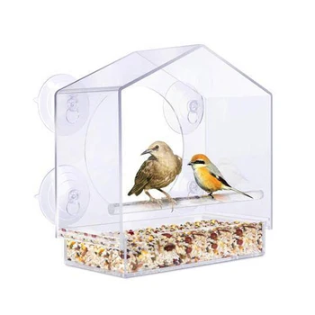 

Acrylic Squirrel Proof Clear Window Birds Feeder with Strong Suction Cups and Sliding Seed Tray PAK55