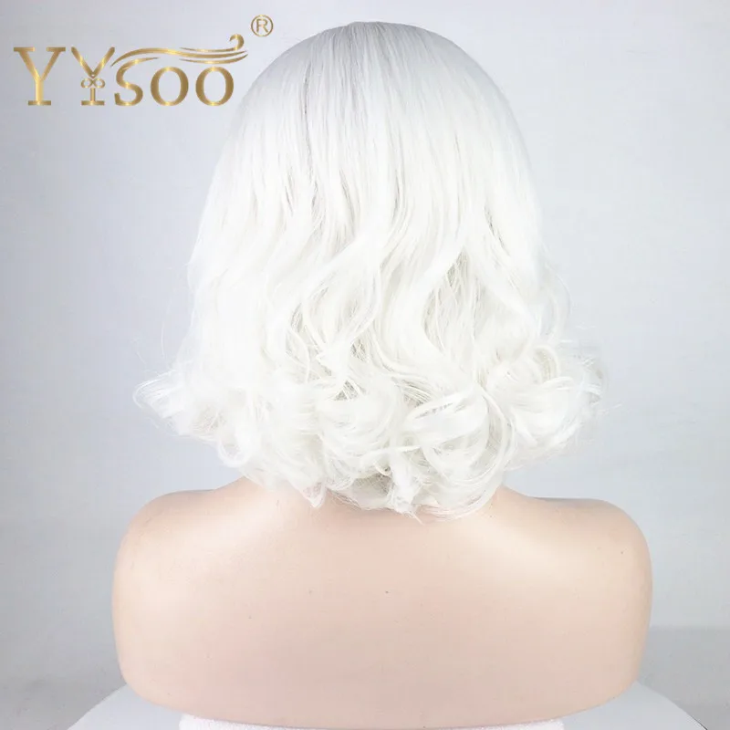 YYsoo парики на кружеве короткие Платиновые светлые кудрявые парики свободная часть бесклеевой Синтетический Полный парик с натуральной волной тела для женщин