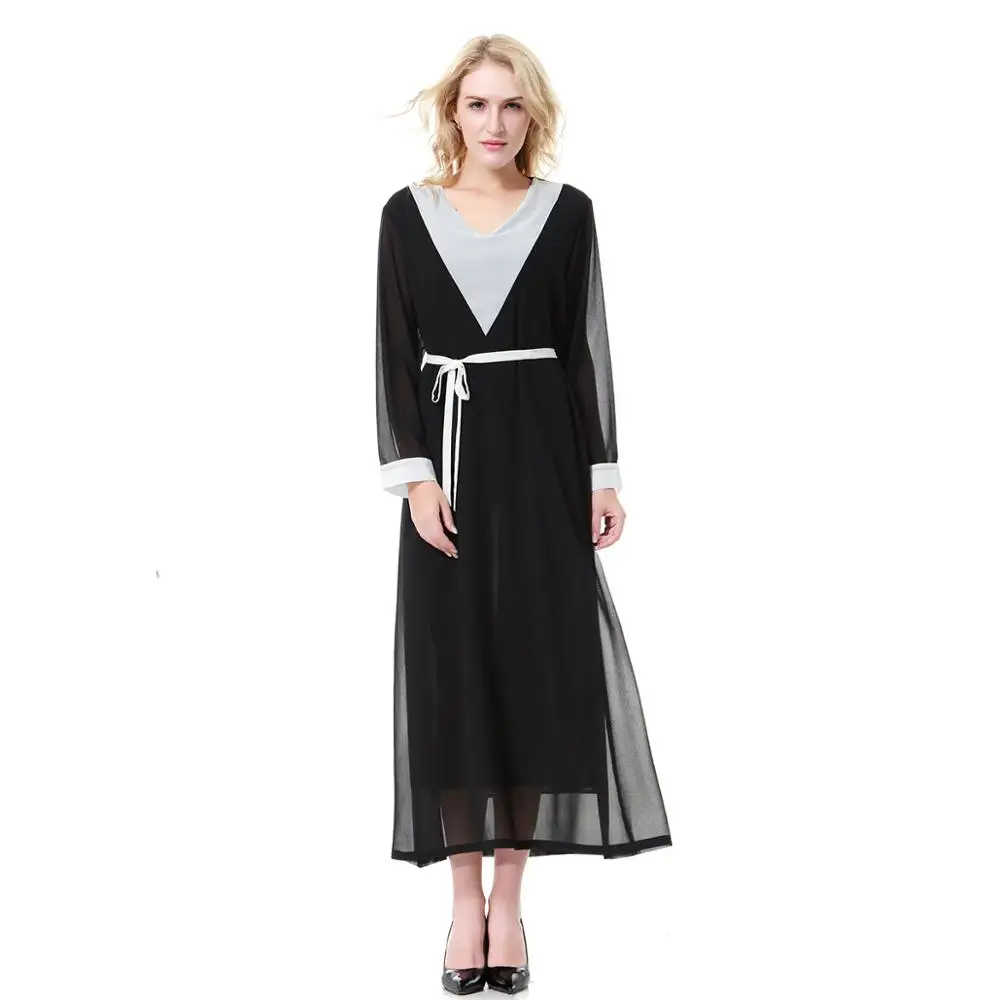 

vestidos longos hijab sleeve arabische jurken gulf gears caftan marroqui moslim dress black abaya dubai paranja turquie arabes