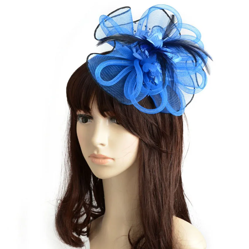 

Brand New Hand Made Elegant Women Hair Clips Flower Feather Mesh Fascinator Wedding Party Headpieces Tovenaar Fascinateur