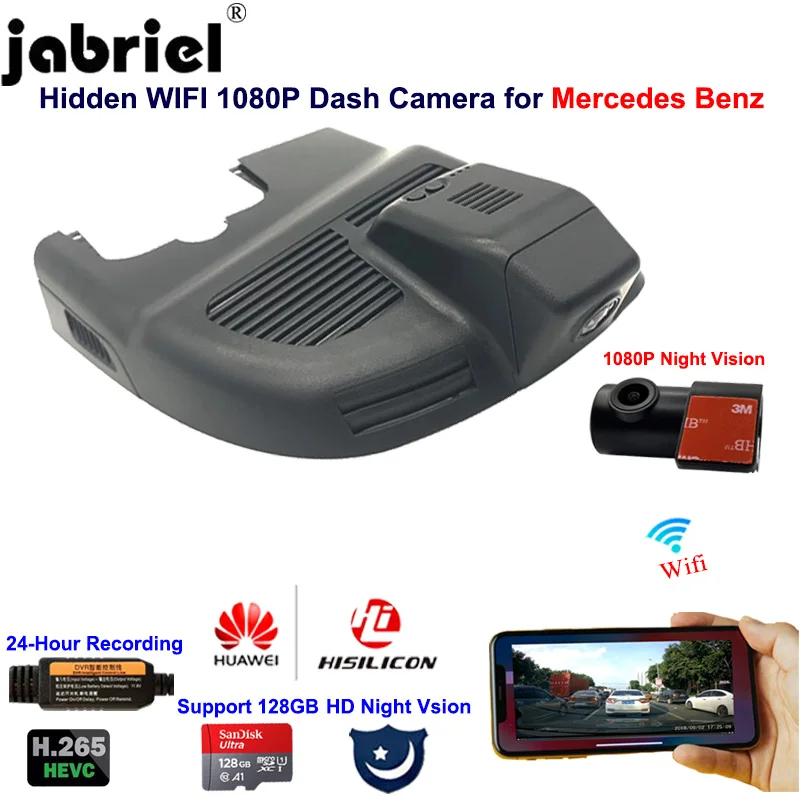 Скрытый видеорегистратор Jabriel Wifi 1080P Автомобильная камера для Mercedes Benz a gla cla 45 220 220d