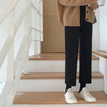 

Loose Straight Pants Women Simple Hgh Waist Wide Leg Pants Spring And Summer Slim Casual Capris Thin Ankle-Length Pants K