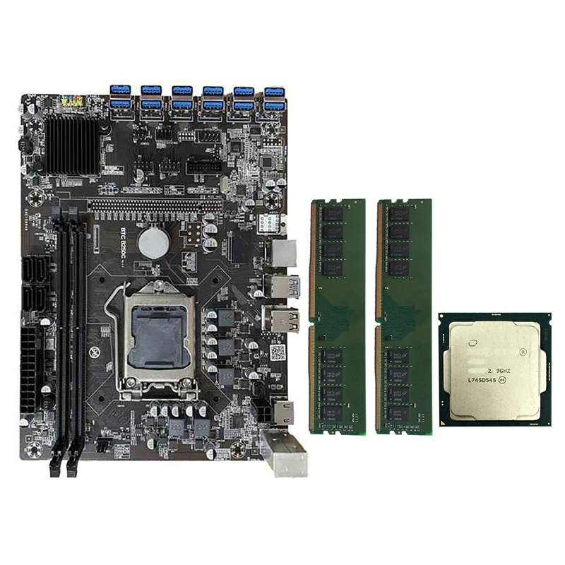 B250 Mining Motherboard 12 USB3.0 to PCIE Graphics Slot LGA1151 with 2X4G DDR4 DIMM RAM+G3900 CPU BTC Set | Компьютеры и офис