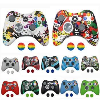 

Soft Silicone Protective Skin Case Cover for Microsoft Xbox 360 Gamepad Wireless / Wired Controller + Thumb Sticks Caps Grips