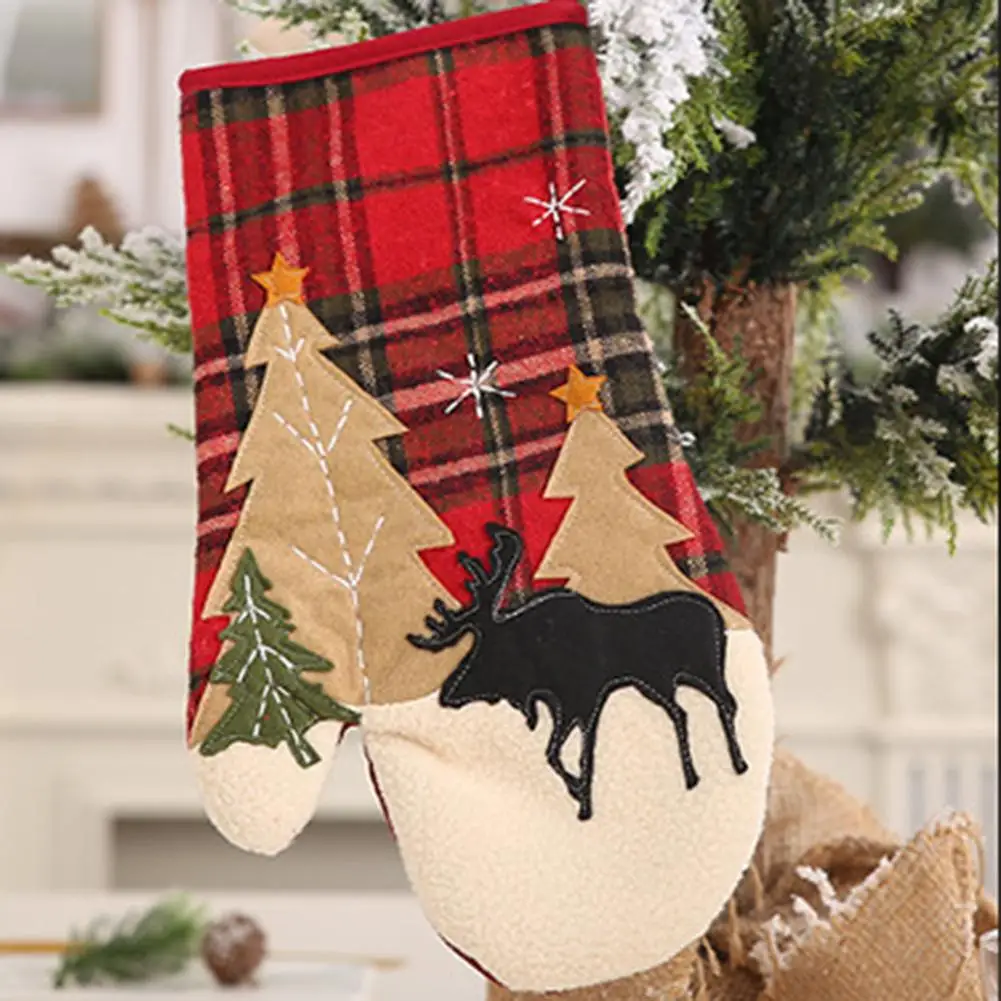 Merry Christmas атмосферные перчатки для духовки Жаростойкие Перчатки Нескользящая ручка кухонный инструмент для перчаток кухонная печь для приготовления на гриле перчатки