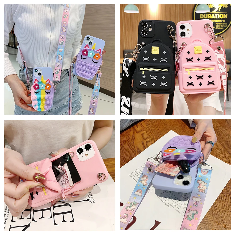 Relieve Stress Coin Purses Wallet Card Holder Case For Honor 8 8A 8S 8C 9 9A 9C 9I 9S 10 10I 20 30 Lite 30S 50 Se Pro 5G