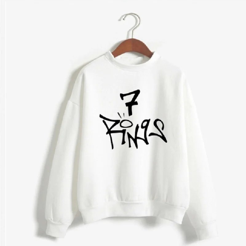 Harajuku толстовки для женщин уличная Готическая Feministische Hoody Ariana Grande 7 Ringen Толстовка KPOP одежда Vrouwen осень - Цвет: Белый