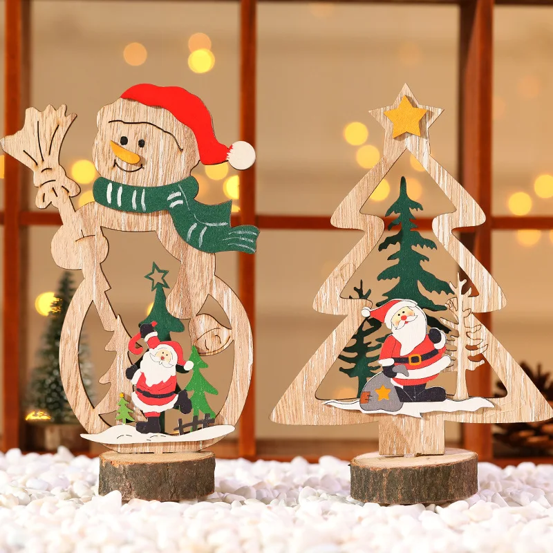 Xmas Christmas Wooden Pendants Wood Craft Christmas Tree