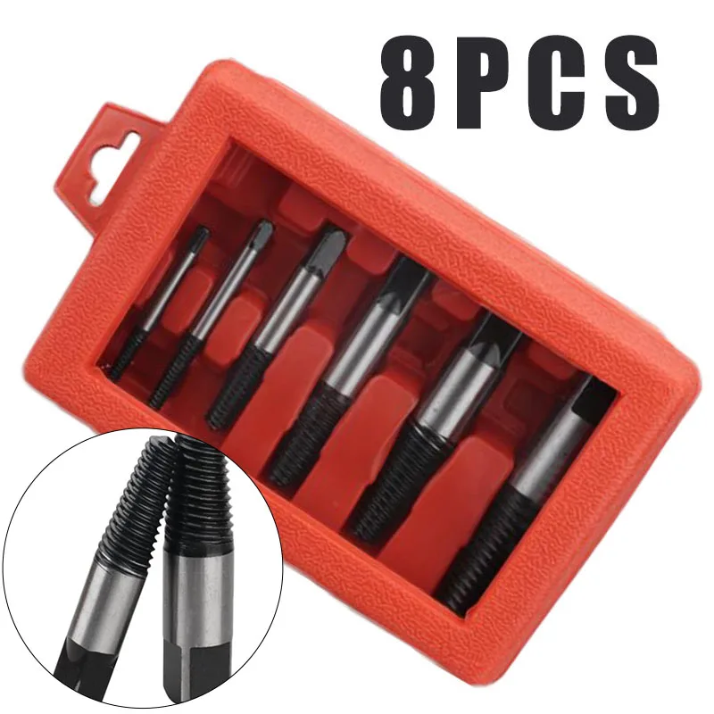 

8PCS Broken Bolts Screws Extractor Set High Carbon Steel Remove Tools Durable Remove damaged screws