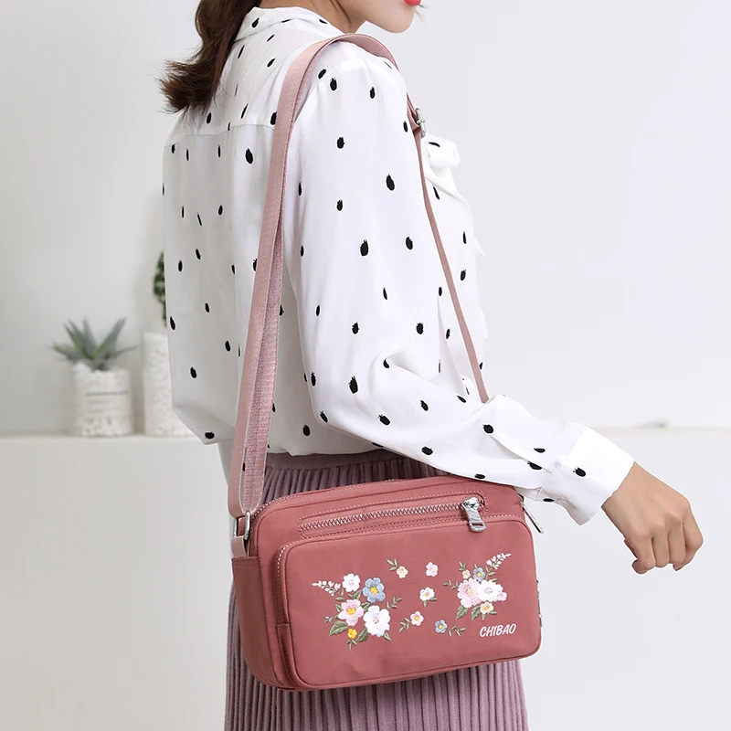 Bags for Women Nylon Crossbody Waterproof Female Messenger Bag Embroidery Shoulder Bag Small Fashion Women Messenger Bags