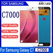100% teste Super AMOLED Pour Samsung Galaxy C7 C7000 SM-C7000 L'assemblée de convertisseur analogique-Numérique D'écran Tactile d'affichage d'affichage à cristaux liquides de Remplacement Pour C7 LCD