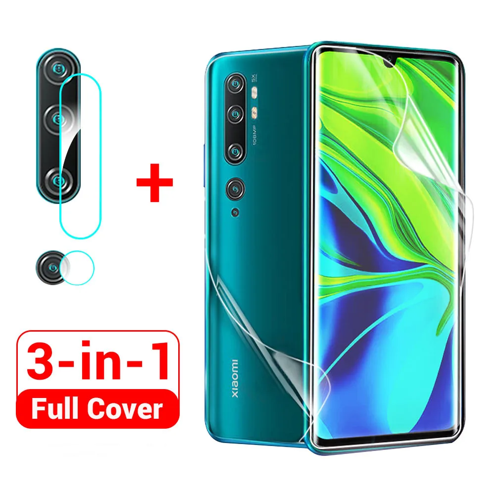 3in1 Full Protection Полностью Гидрогелевая пленка для xiaomi Red mi Note 7 8 K20 Pro 8T Защитная пленка для экрана xiaomi mi A3 K30 9T Note 10 Pro стекло для объектива камеры - Цвет: 3in1 Full Protection