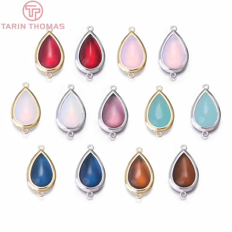 (1342)4PCS 13x25MM Hole1MM 24K Gold Color Brass with Glass Water Drop Shaped Charms Pendants High Quality Diy Jewelry Accessorie | Украшения