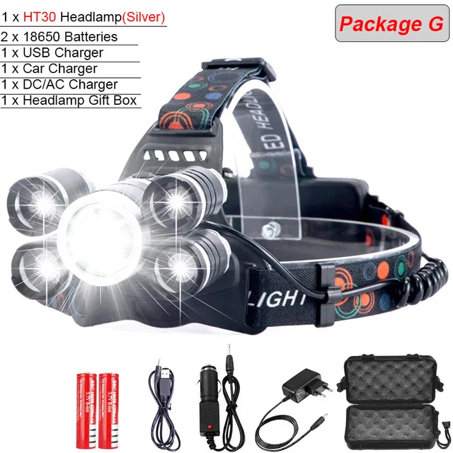 Imperméable 6000 LM Zoom T6 LED torche 2PCS+2PCS 3.7v 18650 EH