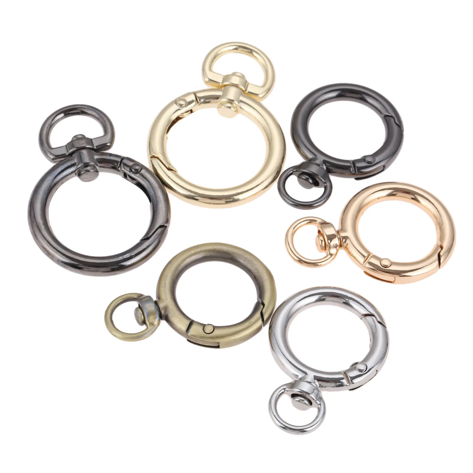 1Pc Spring Ring Metal 19/25mm Inner Dia. Hook Snap Clip Bag Buckle O Round Handbag Trigger Key ring Gold Silver Black Bronze