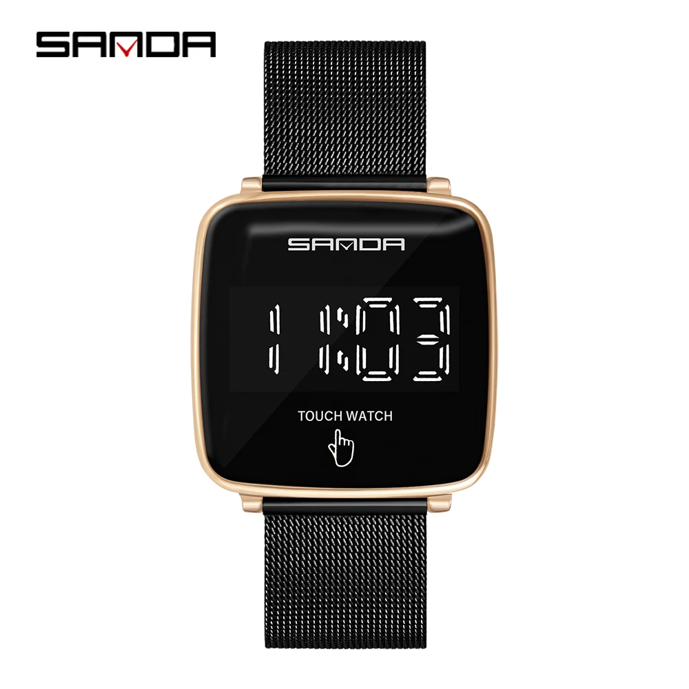 SANDA brand new men's e-form movement touch single key creative personality watch calendar, week display, month display