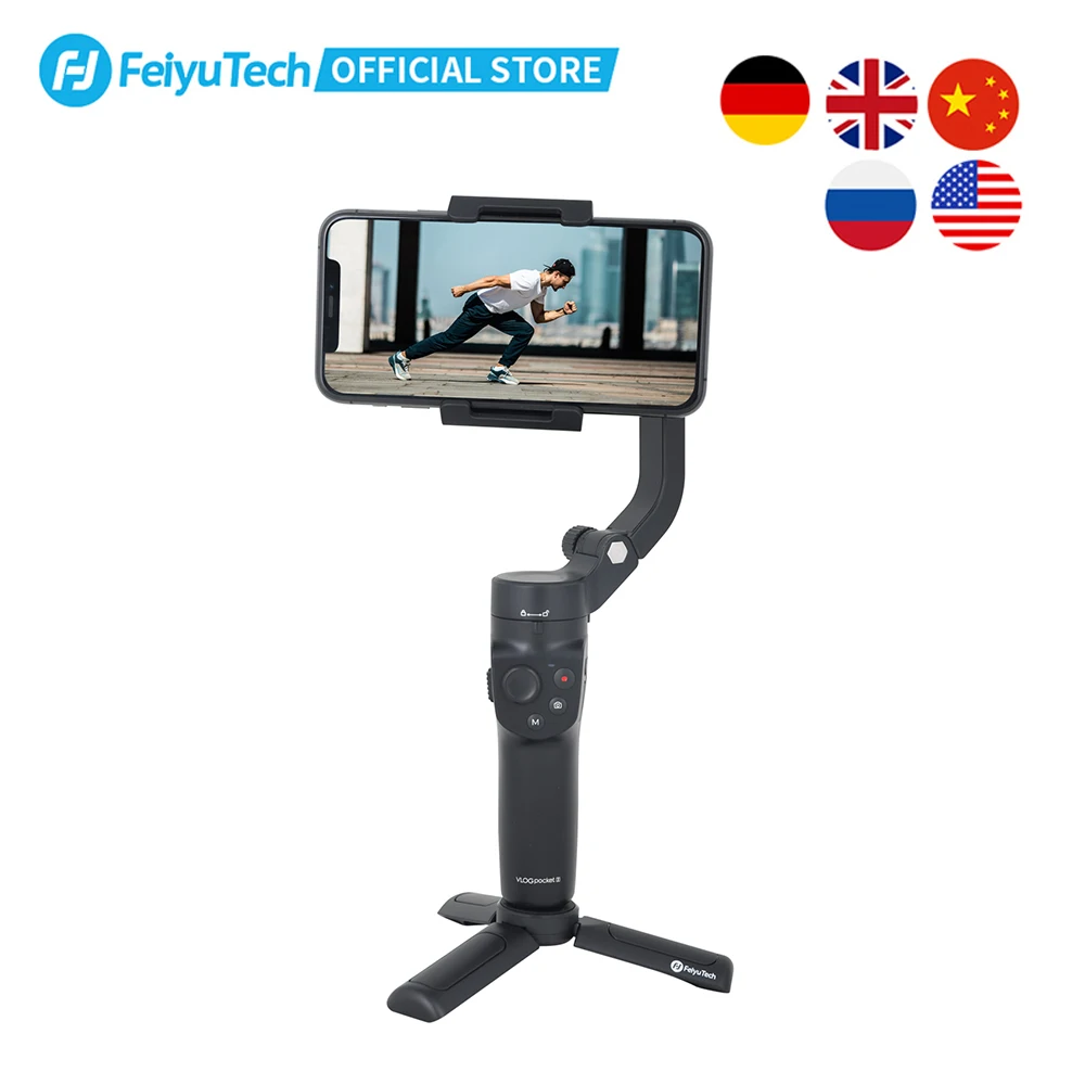 FeiyuTech OFFICIAL Vlog Pocket 2 Handheld Smartphone Gimbal Stabilizer selfie stick for iPhone 12 11 XS  Samsung S20 FE Xiaomi