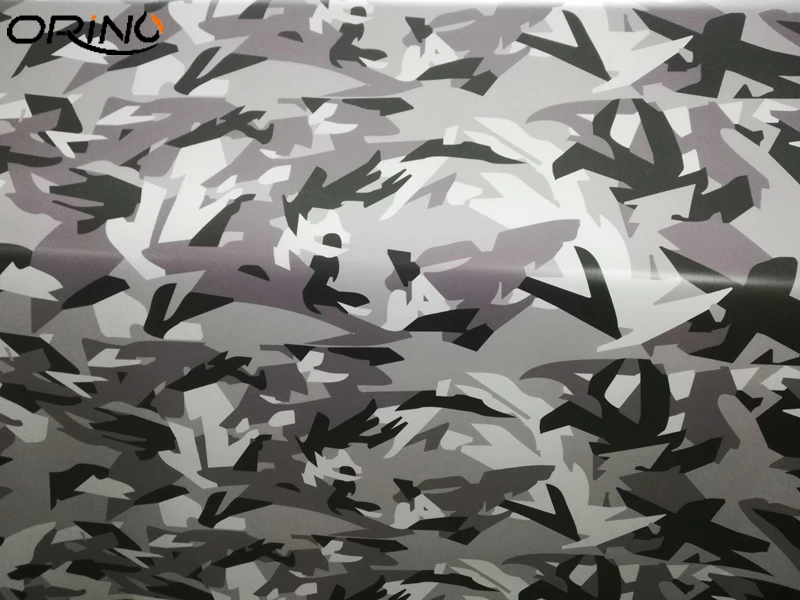 Black Grey White Camo Vinyl Film Wrap-2