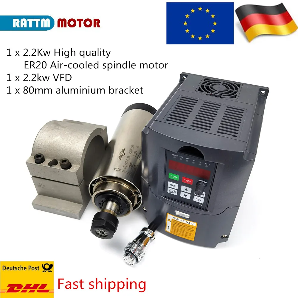 2.2kw ER20 CNC Air cooled Spindle Motor Router kit Runout off 0.01mm