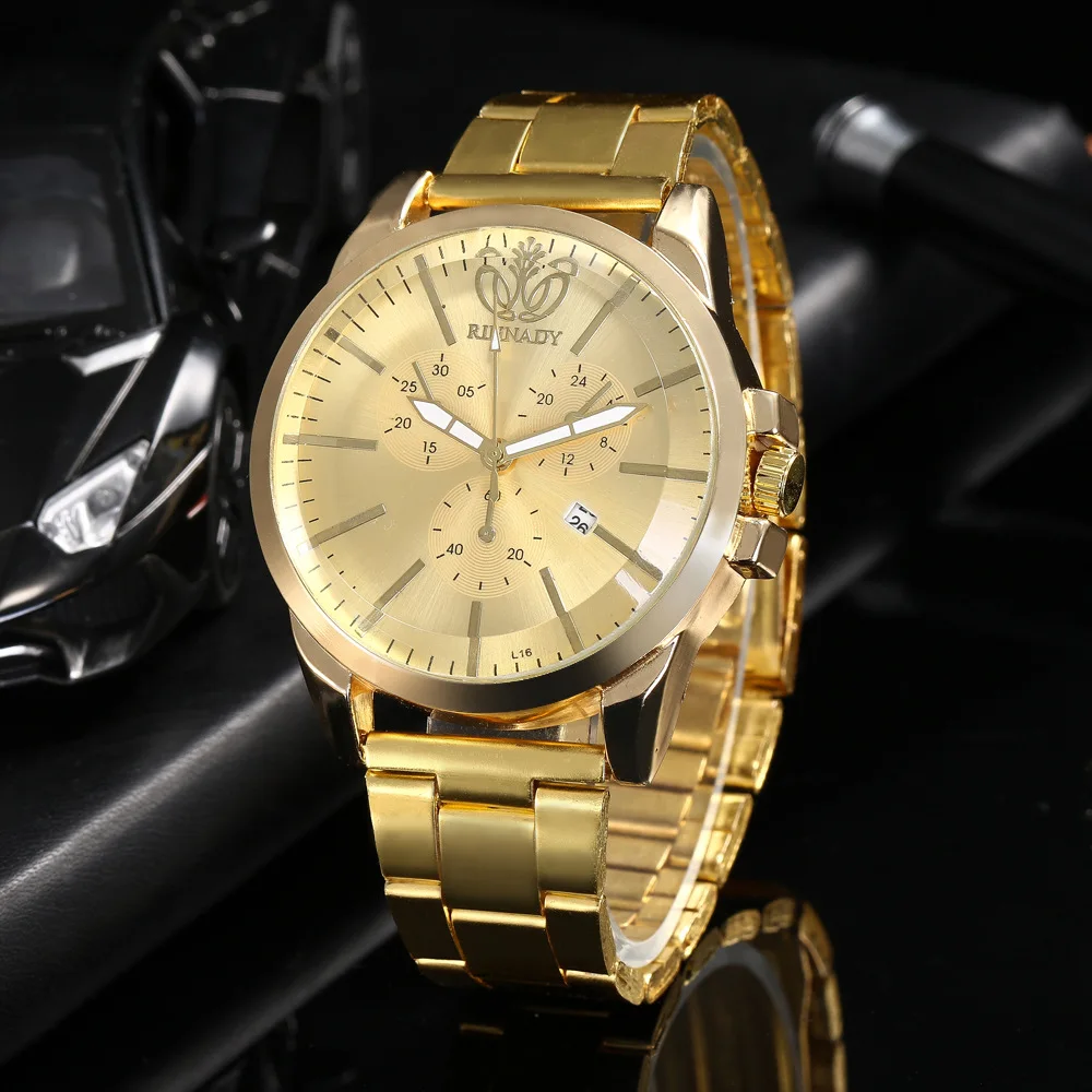 

Manufacturers Direct Selling Wish Hot Selling Alloy Steel Belt Watch Simple Calendar Quartz Watch Men a Generation of Fat