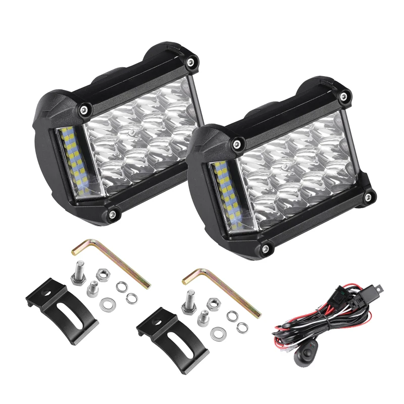 Oslamp 3-Row 4inch 57W LED Work Lights Offroad Led Bar Light Trucks Boat ATV 4x4 4WD 12v 24v Spot Flood Driving Lamp Headlight