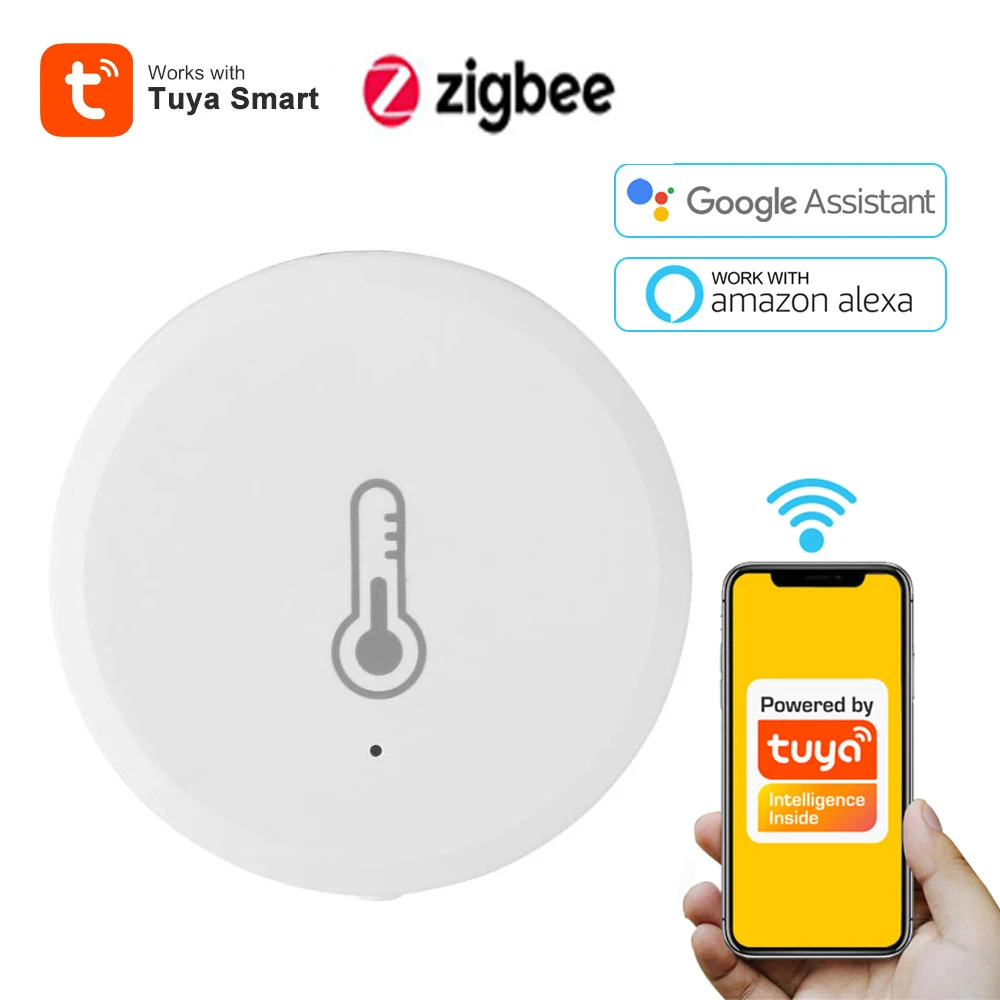 Датчик температуры и влажности Tuya Zigbee комнатный гигрометр термометр детектор